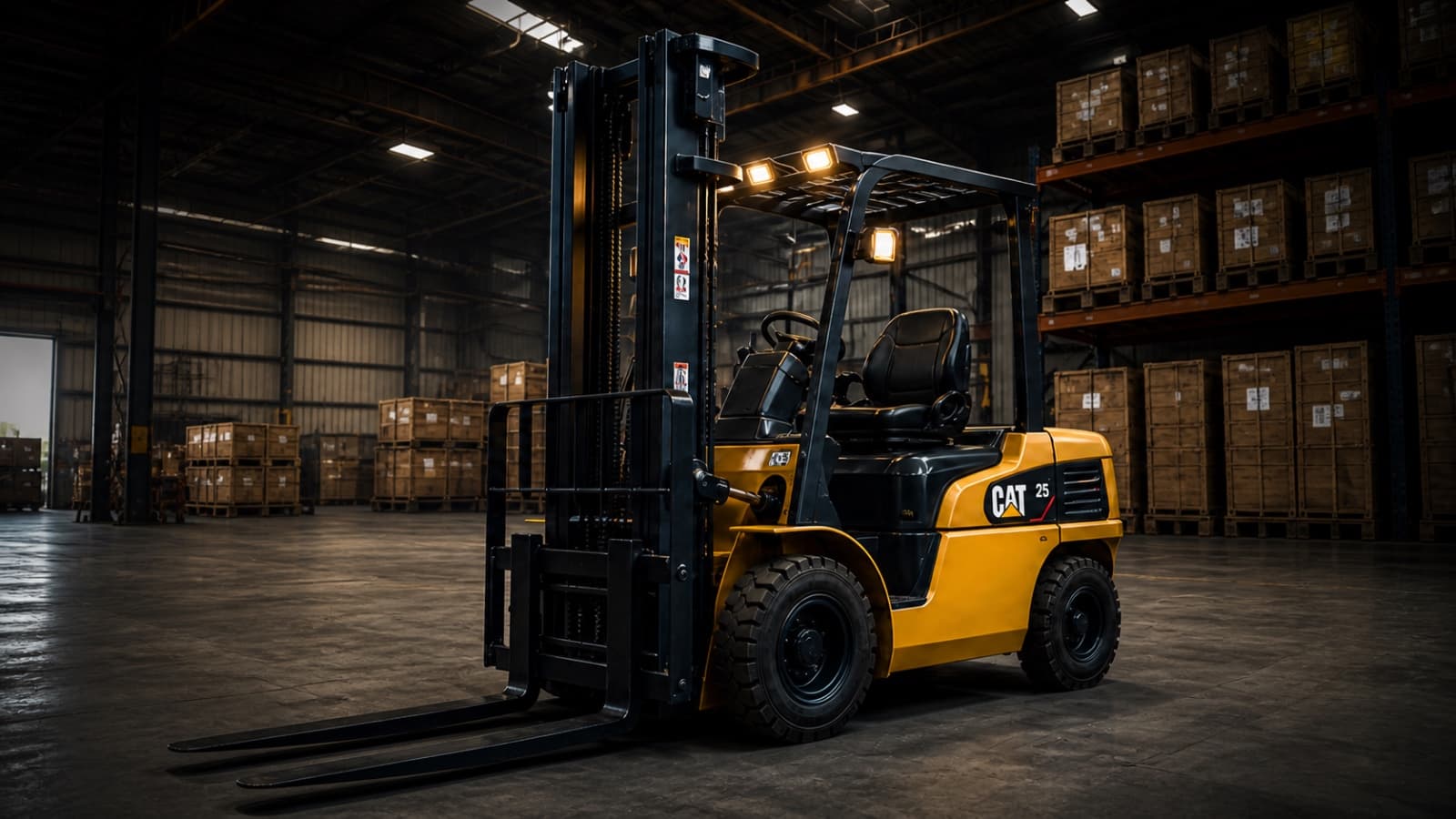 Grua horquilla en bodega industrial
